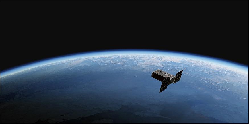 Figure 3: Artist's illustration of the SPARC-1 spacecraft in orbit (image credit: University of New Mexico/COSMIAC)