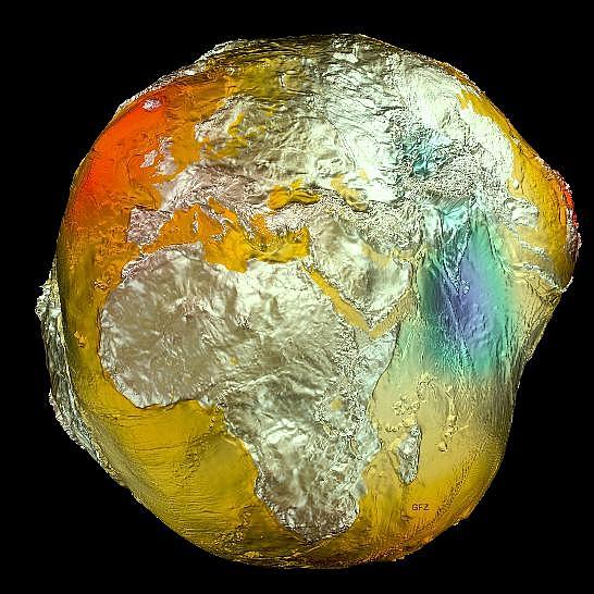 Figure 34: The Earth's gravity field (vertically enhanced), also known as the "Potsdam Gravity Potato" (image credit: GFZ) 57)