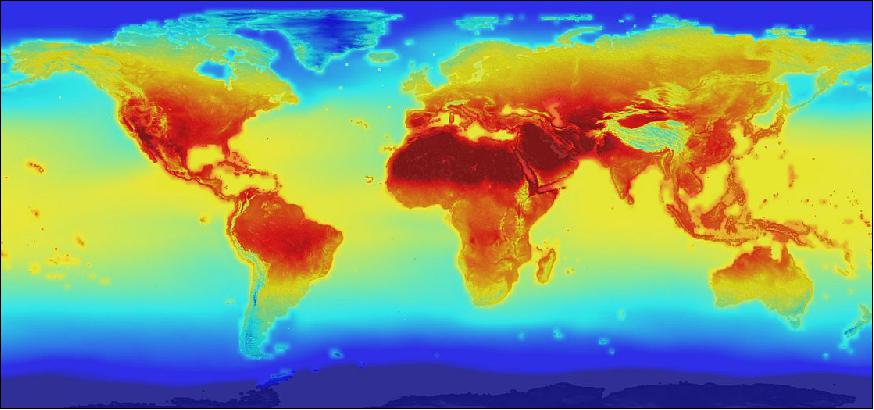 Figure 23: The new NASA global data set combines historical measurements with data from climate simulations using the best available computer models to provide forecasts of how global temperature (shown here) and precipitation might change up to 2100 under different greenhouse gas emissions scenarios (image credit: NASA)