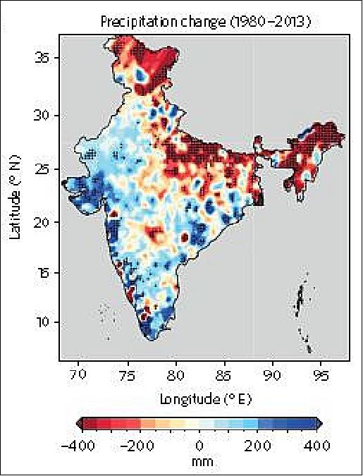 Figure 48: Changing precipitation in India in the period 1980-2013 (image credit: IIT)