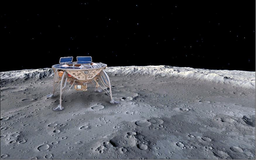 Figure 3: Artist's concept of the Beresheet lander on the lunar surface (image credit: IAI)