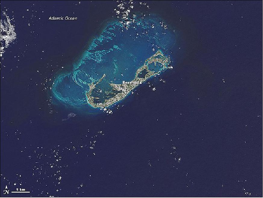 Figure 101: OLI image of Bermuda acquired on Oct. 2, 2014 (image credit: NASA, Earth Observatory)