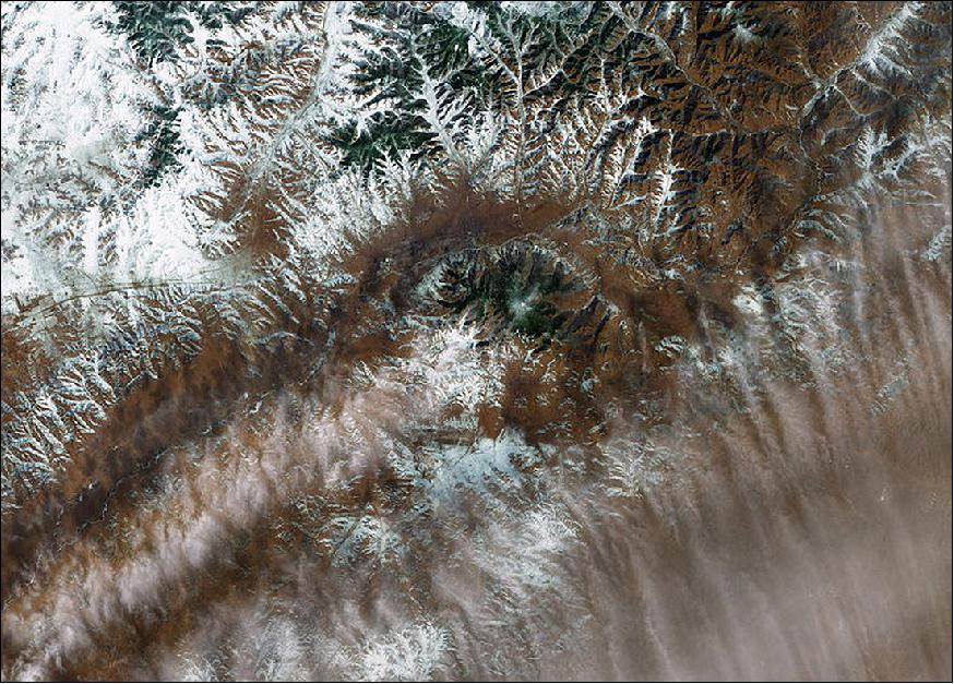 Figure 92: The Mongolian capital of Ulan Bator is captured in this image from the Landsat-8 satellite, acquired on Feb. 19, 2015 (image credit: USGS, ESA)