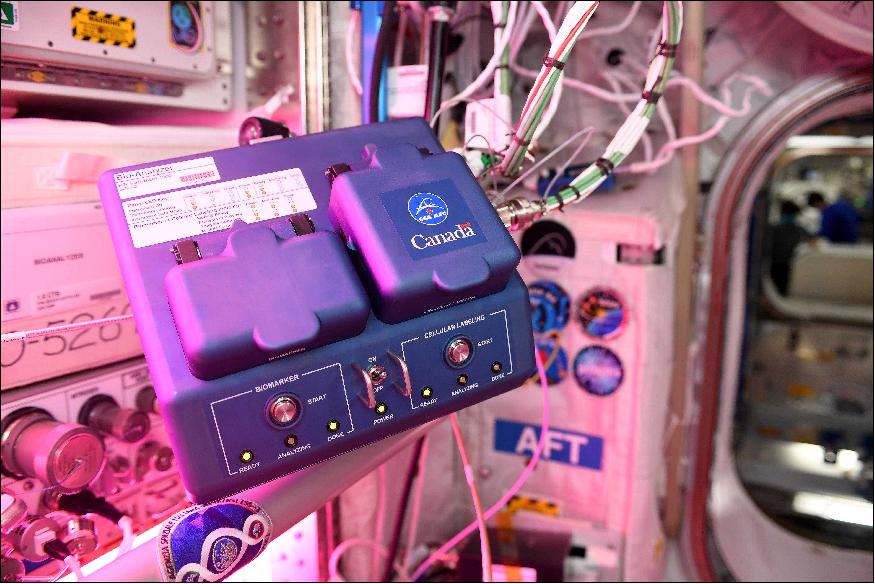 Figure 4: The Bio-Analyzer on the International Space Station. The Canadian technology was turned on on-orbit for the first time by Canadian Space Agency astronaut David Saint-Jacques in May 2019 (image credit: CSA/NASA)