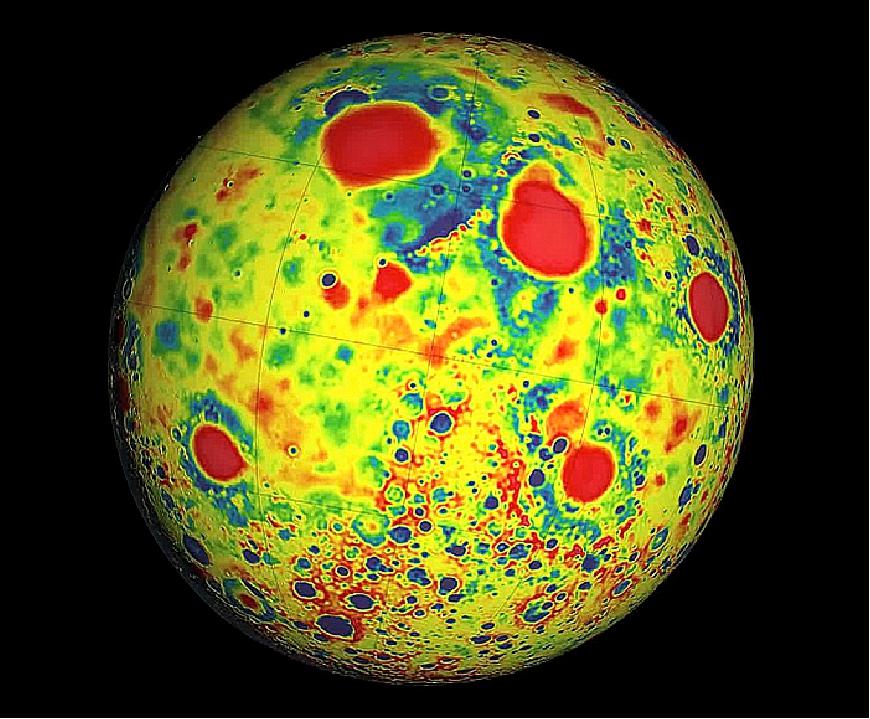Figure 25: This illustration shows the variations in the lunar gravity field as measured by the GRAIL mission (image credit: NASA, MIT)