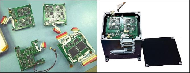 Figure 16: Photos of the various boards (left) and of the AIS receiver (image credit: NICT)