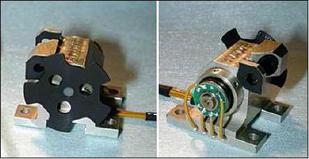 Figure 17: Photo of the mechanical shutter based on a paddle wheel mounted on a stepper motor (image credit: CNES)
