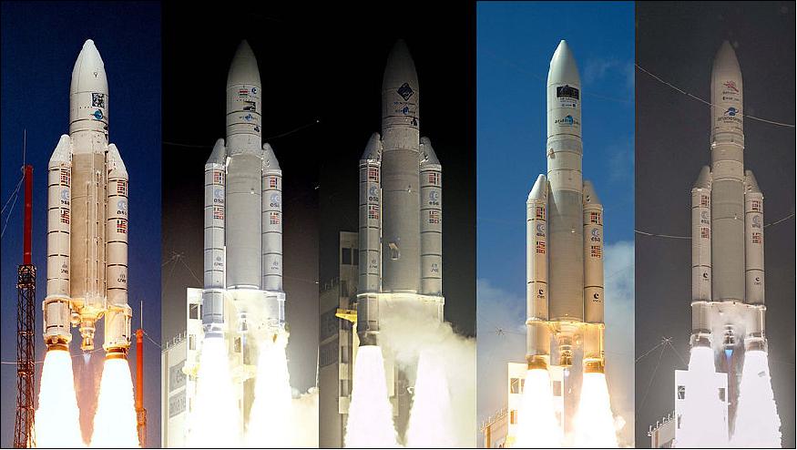 Figure 1: Ariane 5 launchers with science missions onboard (image credit: ESA/CNES/Arianespace)