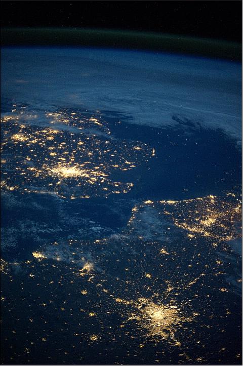 Figure 75: London and Paris brighten up a European night (image credit: ESA)