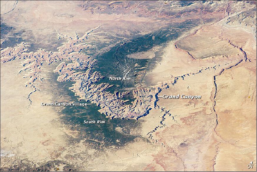 Figure 62: This astronaut photograph of the Grand Canyon from the ISS was acquired on March 25, 2014, with a Nikon D3S digital camera using a 180 mm lens, and is provided by the ISS Crew Earth Observations Facility and the Earth Science and Remote Sensing Unit, Johnson Space Center (image credit: NASA)