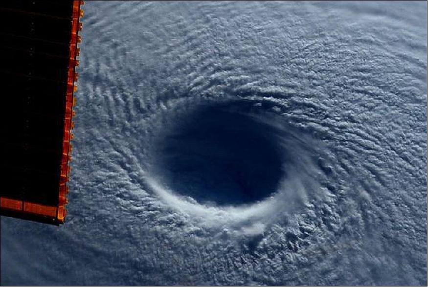 Figure 24: The eye of Maysak, a category 4 Super Typhoon, as photographed by astronaut Terry Virts on board the ISS (image credit: NASA, Terry Virts)