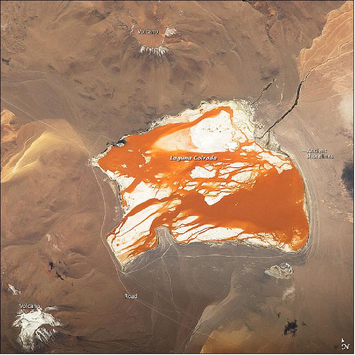 Figure 13: Laguna Colorada in the Bolivian Andes Mountains, acquired on April 16, 2015 with a Nikon D4 digital camera using a 400 mm lens (image credit: NASA Earth Observatory, M. Justin Wilkinson)