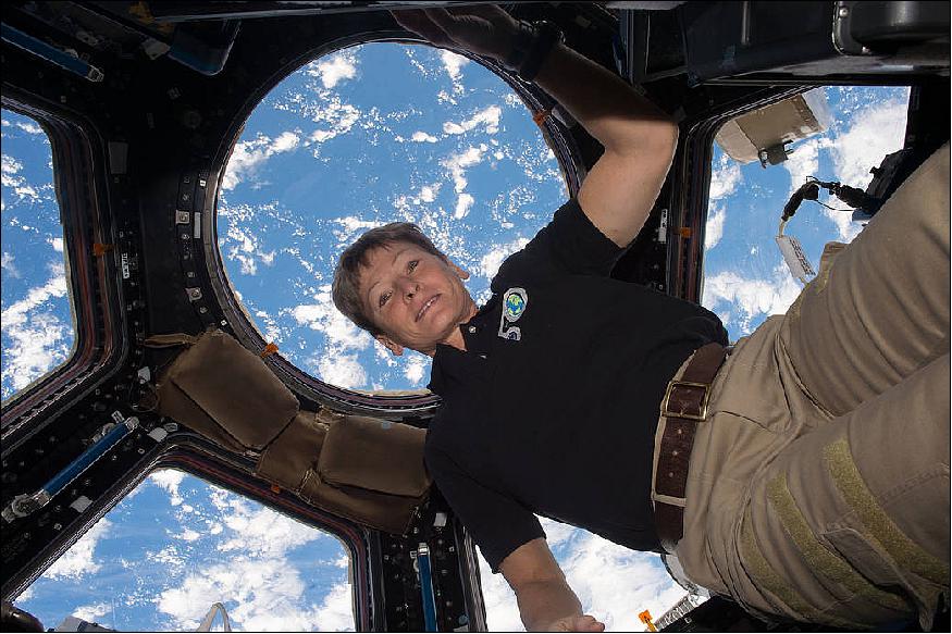 Figure 47: Photo of Peggy Whitson in the Cupola of the ISS (image credit: NASA)