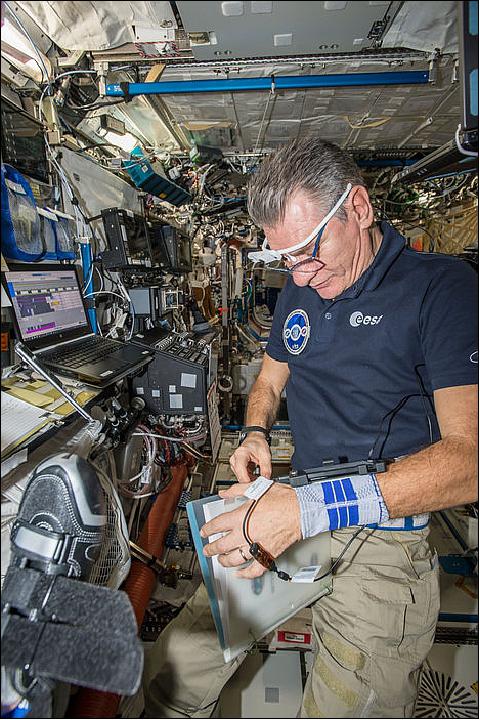Figure 15: ESA astronaut Paolo Nespoli has set up the latest version of MobiPV to check the system is working as planned (image credit: ESA)