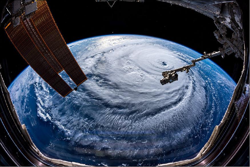 Figure 36: Hurricane Florence as seen by ESA astronaut Alexander Gerst from the ISS on 12 September 2018 (image credit: ESA/NASA, A. Gerst)
