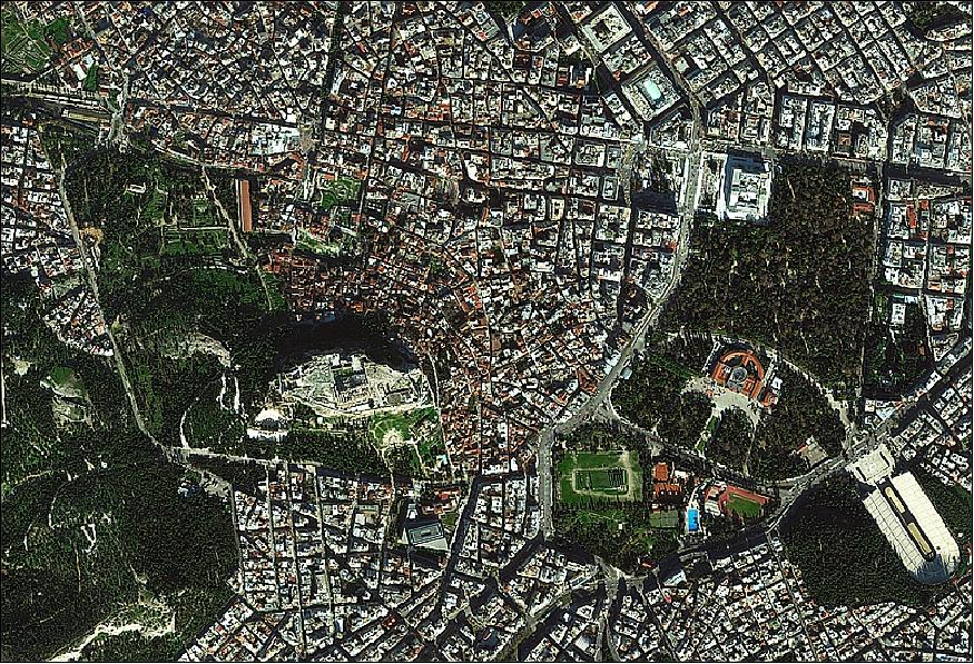Figure 13: WorldView-2 image of Athens, Greece acquired on January 4, 2013 (image credit: European Space Imaging/DigitalGlobe)