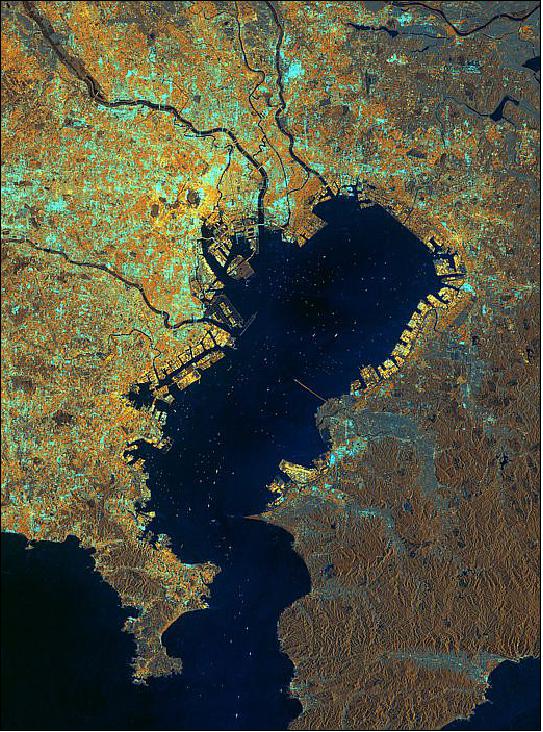 Figure 103: Sentinel-1A SAR image of Tokyo Bay, Japan, acquired on July 11, 2014 (image credit: ESA)