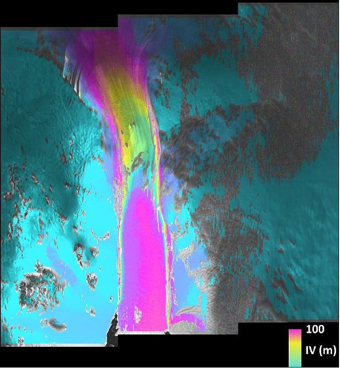 Figure 92: Pine Island Glacier on Sentinel-1A’s radar [image credit: Copernicus data (2015), ESA, A. Hogg, University of Leeds, Centre for Polar Observation and Modelling (CPOM)]