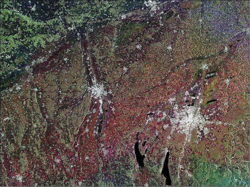 Figure 82: This image combines three radar scans of the Sentinel-1A satellite, acquired in March and April 2015 (image credit: Copernicus Sentinel data (2015)/ESA)