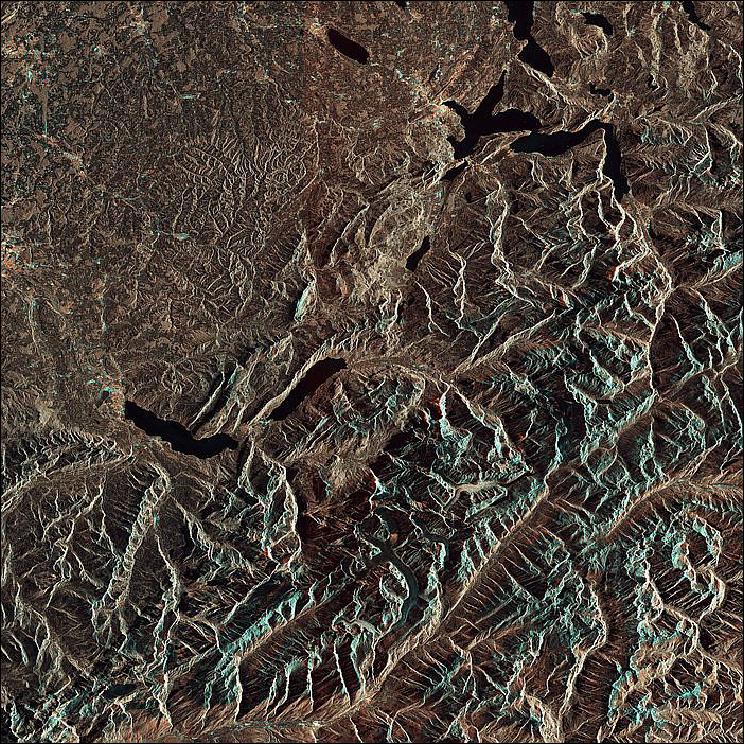 Figure 74: Sentinel-1A image of the Swiss Alps, acquired on September 11, 2015 (image credit: ESA, Contains modified Copernicus Sentinel data [2015], processed by ESA)