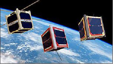 Figure 68: Artist's rendition of the CubeSats orbiting Earth (image credit: ESA, Medialab)