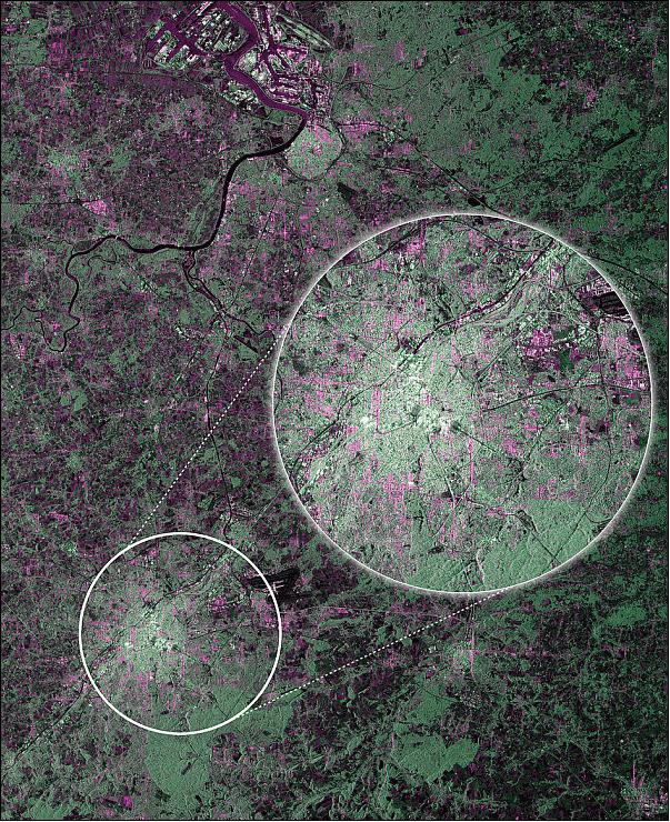 Figure 119: First Sentinel-1A image of Brussels and surrounds in Belgium, acquired on 12 April 2014 at 17:18 GMT, just nine days after launch (image credit: ESA)