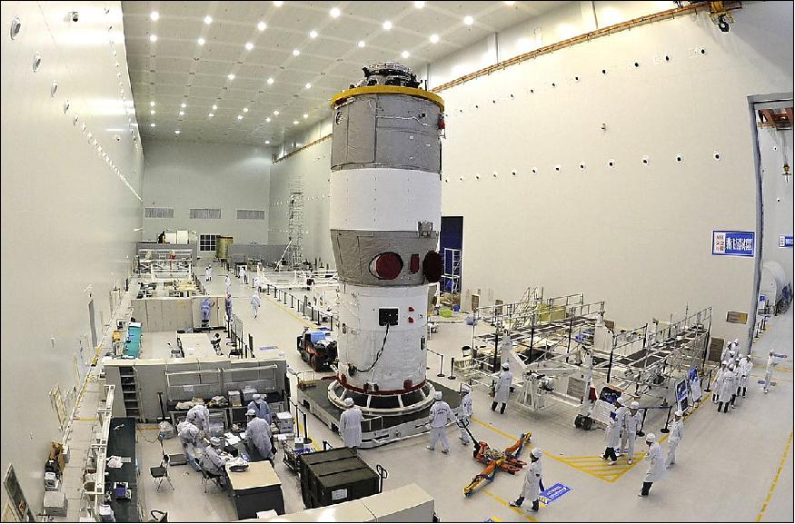 Figure 17: Photo of the Tiangong-2 space lab module inside the Spacecraft ATI Center at CAST (image credit: CAST, Ref. 14)