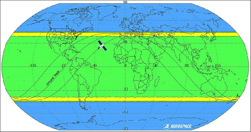 Figure 14: Illustration of the predicted reentry region for Tiangong-1 (image credit: The Aerospace Corporation)
