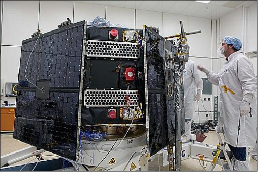 Figure 10: Photo of the RBSP-A spacecraft in Nov. 2011 during testing on the solar arrays (image credit: JHU/APL) 18)