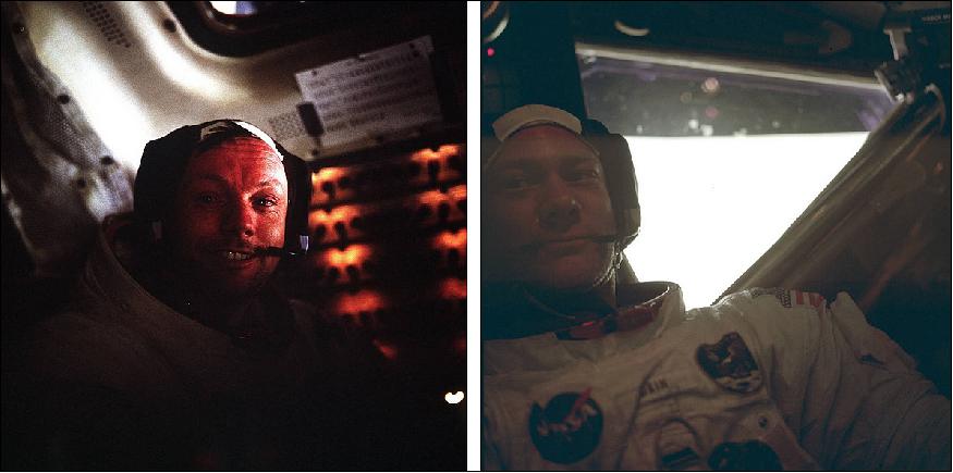 Figure 21: Armstrong (left) and Aldrin (right) back inside Eagle after the first spacewalk on the Moon (image credit: NASA)