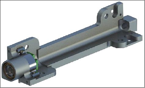 Figure 16: Mechanical integration of a NanoFEEP thruster integrated in the UWE-4 rail (image credit: University of Würzburg)