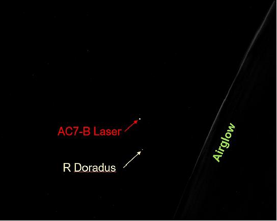 Figure 15: Image of OCSD-B laser and R Doradus from second experimental run (image credit: The Aerospace Corporation)