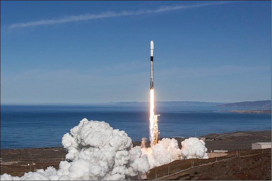 Figure 10: A Falcon 9 rocket lifts off on 3 December 2018 (18:34 GMT) from Space Launch Complex 4-East at Vandenberg Air Force Base, CA (image credit: SpaceX)