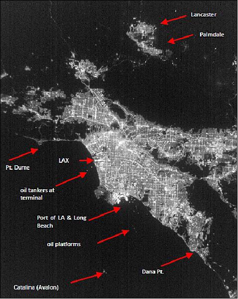 Figure 12: Los Angeles Imaged by the CUMULOS VIS Camera 2018 Oct 12, 05:05 UT. No Moonlight (image credit: The Aerospace Corporation)