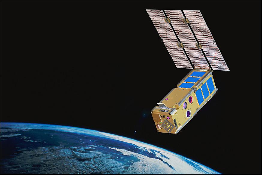 Figure 1: ISARA spacecraft configuration with 3U CubeSat and Solar Array with Integrated Reflectarray Antenna (image credit: NASA/JPL)