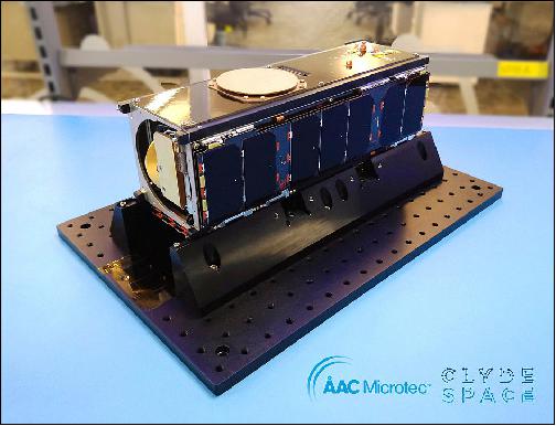 Figure 4: Photo of the IOD-1 GEMS 3U CubeSat (image AAC Microtec, Clyde Space)