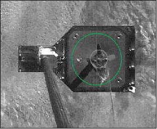 Figure 26: Harpoon imbedded in the target (image credit: RemoveDebris Team)