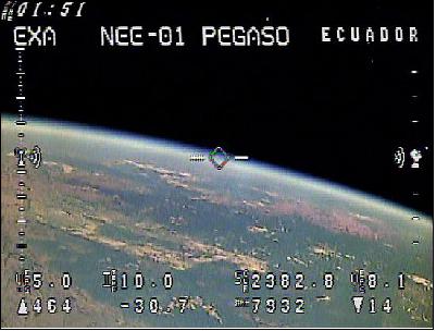 Figure 3: A snapshot of the first public video transmitted by the NEE-01 on May 16 2013 in a pass over South America (image credit: EXA) 9)