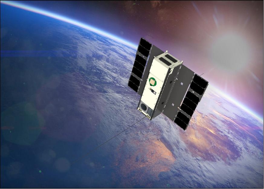 Figure 17: An artist's rendition of the IceCube small satellite in orbit (image credit: NASA)