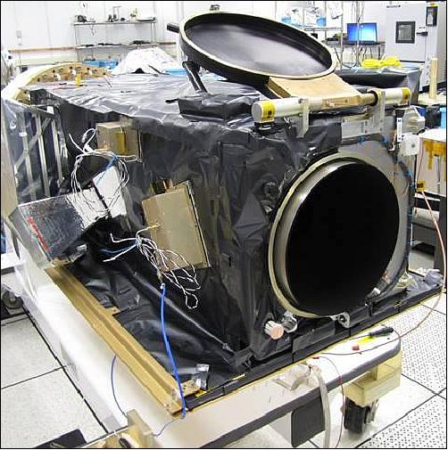 Figure 6: Photo of the ORS-5/SensorSat spacecraft with the optical payload during testing at MIT/LL (image credit: MIT/LL)
