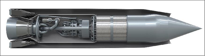 Figure 1: SABRE, designed by UK-based Reaction Engines Ltd is a hybrid jet and rocket engine designed for a single-stage-to-orbit space plane. Incorporating innovative precooler technology (seen left of the right-side intake) able to chill superheated air in a fraction of a second, SABRE would use oxygen from the atmosphere until it reaches above Mach 5, after which it would shift to a closed-cycle rocket mode. The concept paves the way for true spaceplanes – lighter, reusable and able to fly from conventional runways. Reaction Engines plan for SABRE to power a 84 m-long pilotless vehicle called Skylon, which would do the same job as today’s rockets while operating like an airplane, potentially revolutionizing access to space (image credit: Reaction Engines Ltd.)