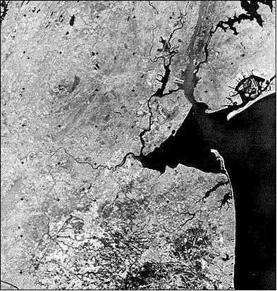 Figure 15: Example of an early RBV scene covering northern New Jersey and including the New York City region (image credit: NASA)