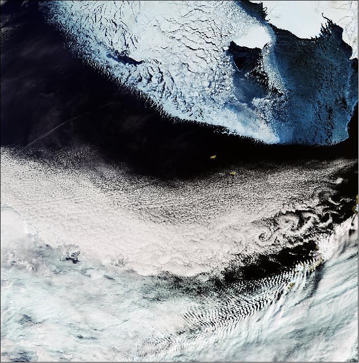 Figure 42: A Sentinel-3A image of the Bering Sea, acquired on March 26, 2017 (image credit: ESA, the image contains modified Copernicus Sentinel data (2017), processed by ESA , CC BY-SA 3.0 IGO)