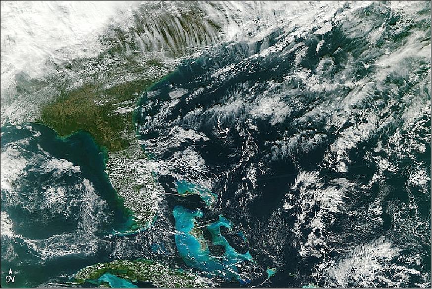 Figure 99: Excerpt of the first natural color image of eastern North America acquired on Nov. 21, 2011 with VIIRS (image credit: NASA/NPP Team) 93)