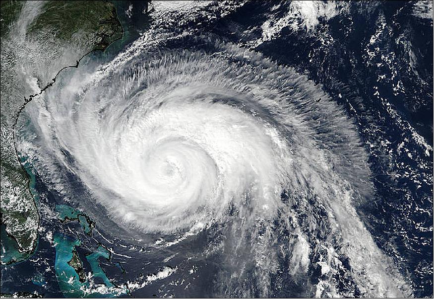 Figure 47: The VIIRS instrument provided this image of Hurricane Maria when it was northeast of Bahamas and east of the Florida east coast (image credit: NOAA/NASA Goddard Rapid Response Team)