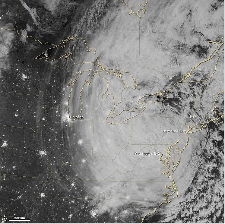 Figure 93: Suomi NPP VIIR (Visible Infrared Imaging Radiometer Suite) image of Hurricane Sandy on Oct. 30, 2012 (image credit: NASA)
