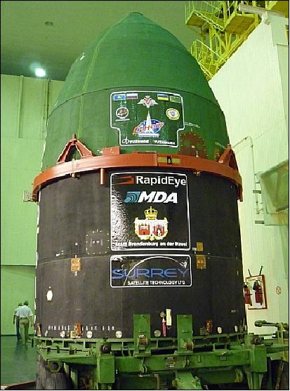 Figure 13: Photo of the RapidEye Dnepr launch vehicle at Baikonur (image credit: SSTL, MDA, BlackBridge)