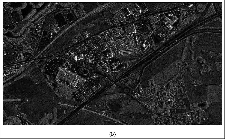 Figure 18: P-mode image of Rennes city, France. Partial enlarged view of red rectangle area in (a, Figure 17), image credit: Institute of Electronics, CAS