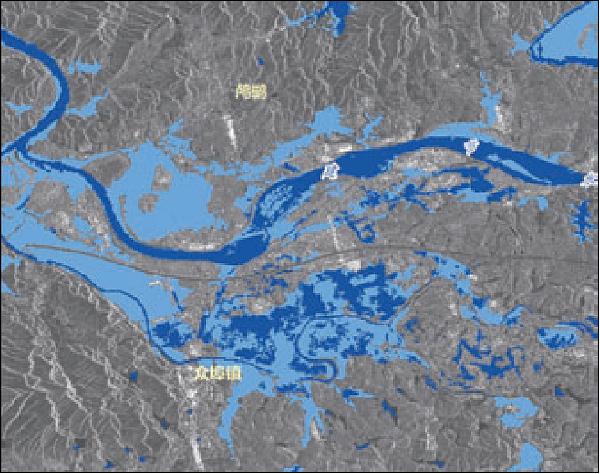 Figure 11: GF-3 satellite monitoring results of flood Figure 9 GF-3 satellite 0.5 m resolution imaging mode disaster in Jiangxi in 2017 (image credit: CAST)