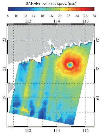 Figure 10: GF-3 satellite "Tiange" typhoon monitoring result (image credit: CAST)